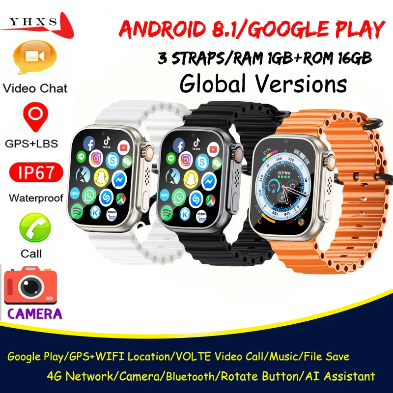 

S8 ROM 16GB Google Play 4G SIM Card Smart GPS WIFI Trace Location Men Child Student Smartwatch Camera Voice Video SOS Call Watch
