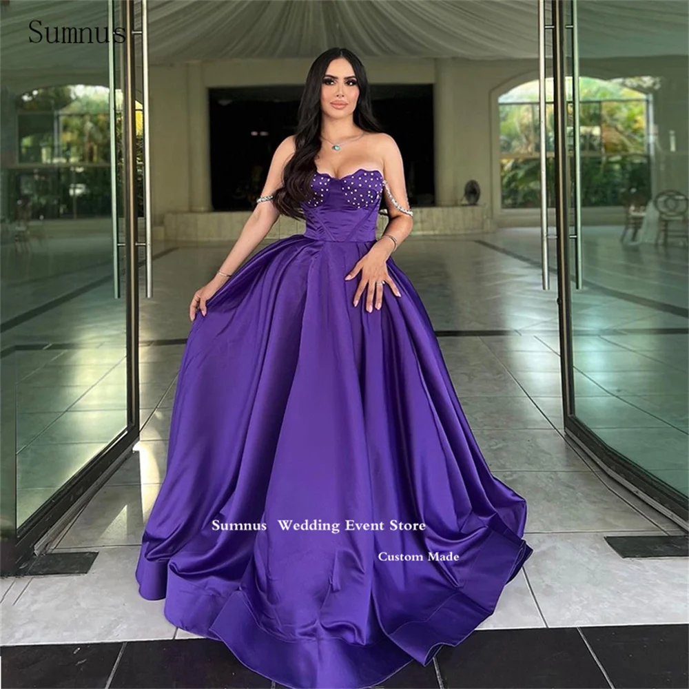 

Современные фиолетовые платья Sumnus для выпускного вечера, длинные трапециевидные пятнистые платья на бретелях-спагетти с бисером для женщин 2023, платья для праздника, элегантные