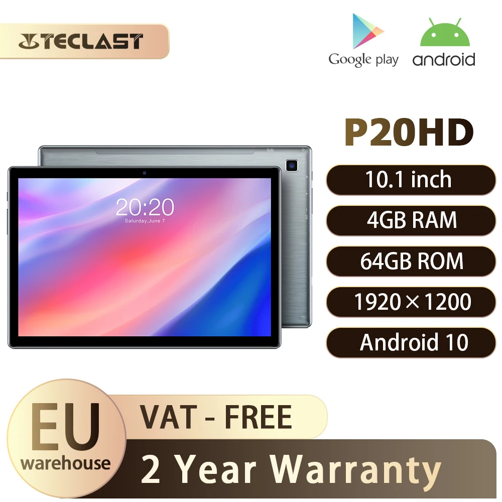 Teclast P20HD планшет на Android 10 восемь ядер экран 1 дюйма 4 Гб + 64 ГБ | Компьютеры и офис