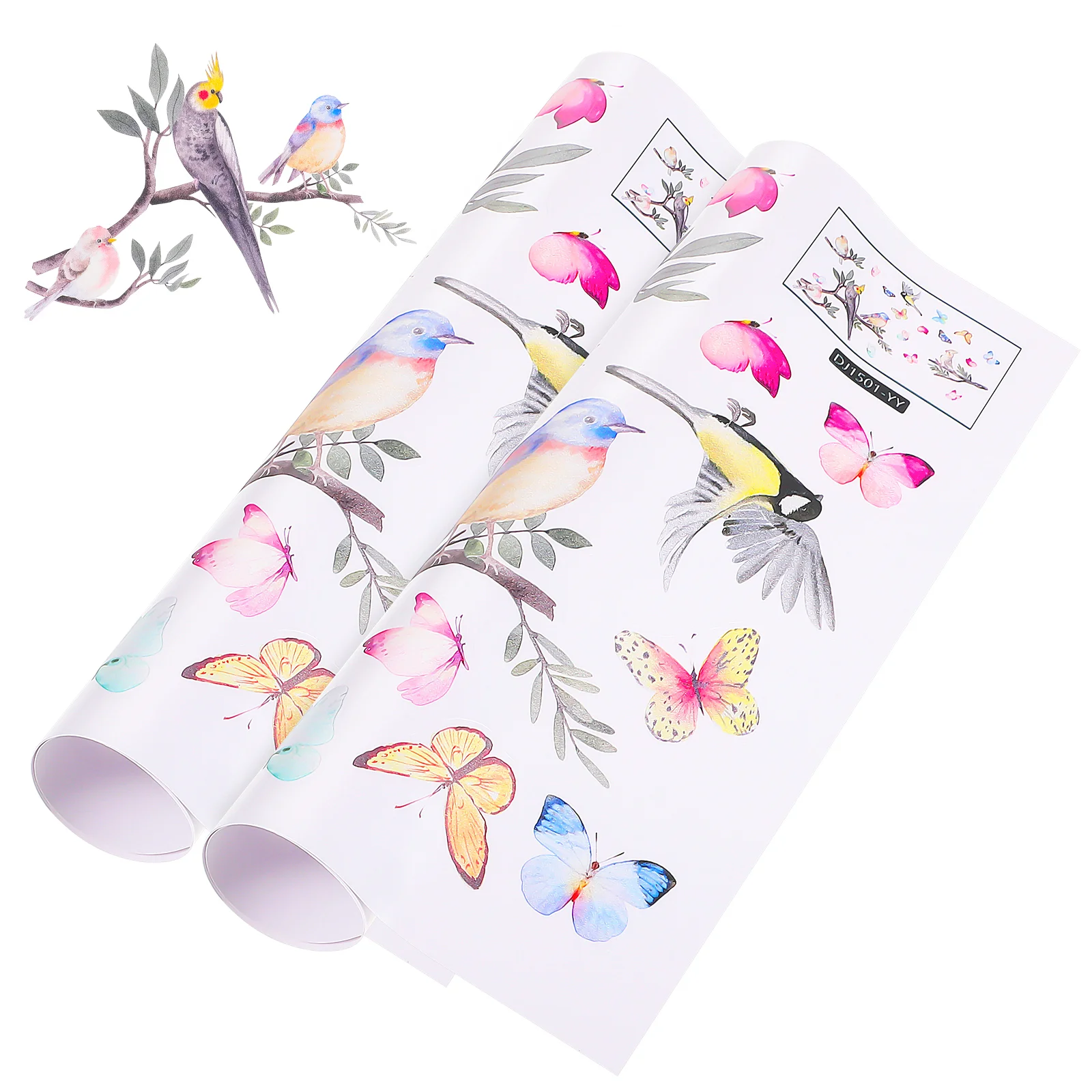 

2 Sheets Glass Sticker Flower Stickers Vinyl Decals Bird Stickers Wall Winter Bird Stickers Crafts Pvc Window Stickers Child