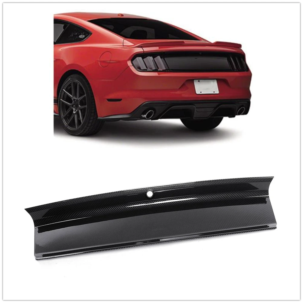 

Обшивка панели Decklid для Ford Mustang 2015-2020, автомобильная Задняя Крышка багажника, защитная накладка на бампер, АБС-пластик, углеродное волокно, разветвитель внешнего вида