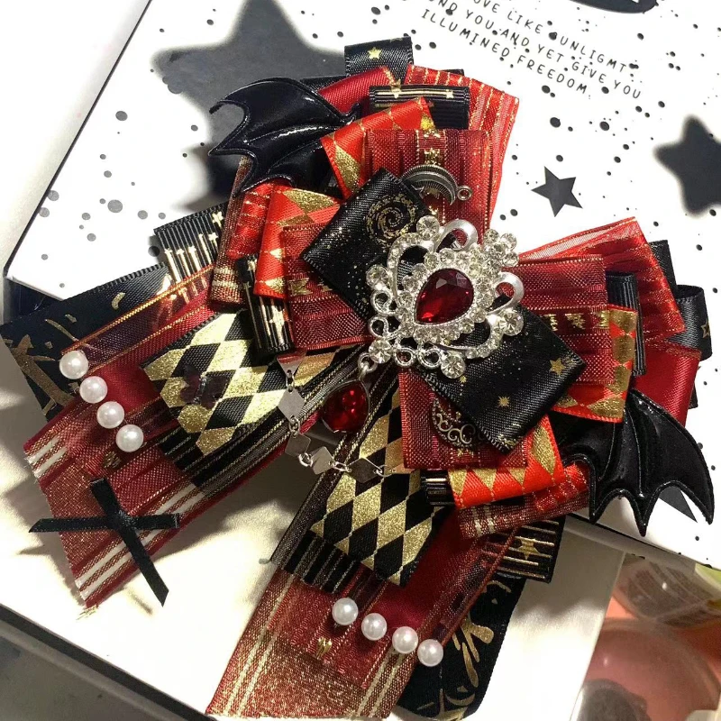 Лолита Стразы Жемчужный галстук-бабочка Брошь Женская юбка для девочек Униформа