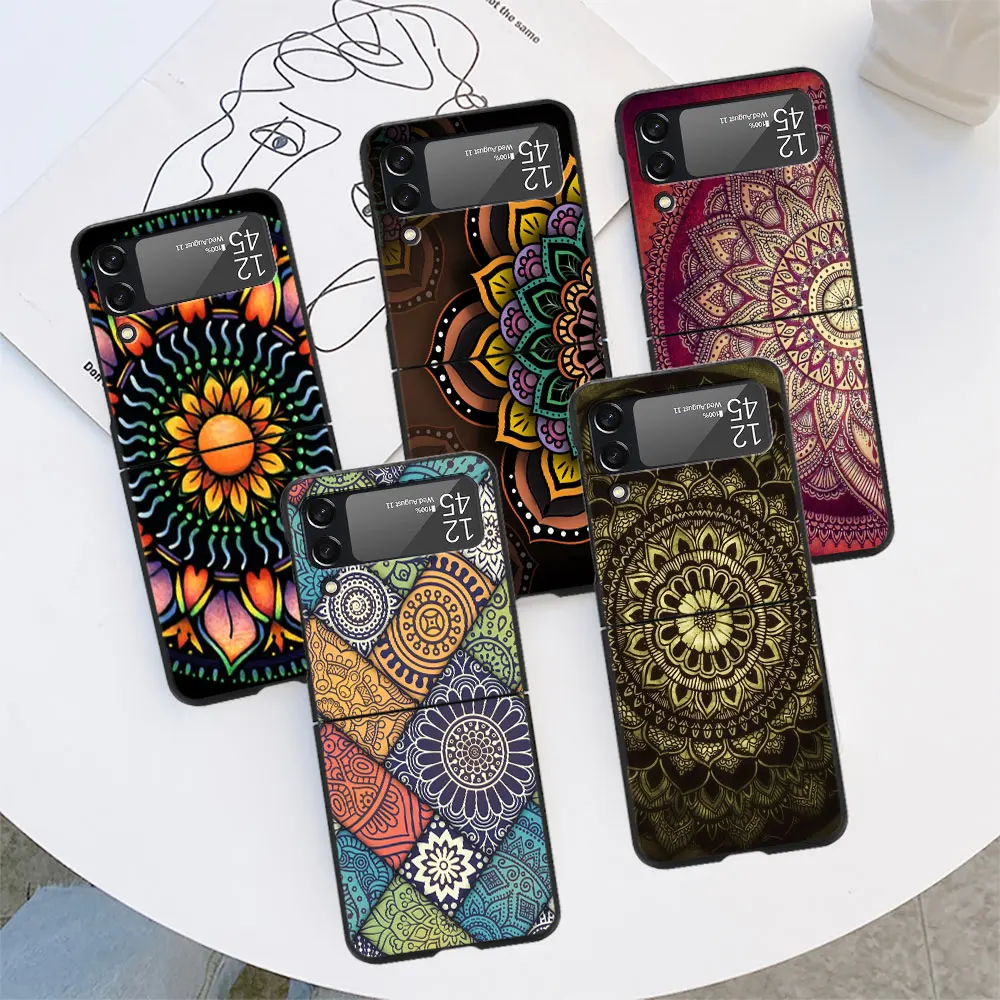 

Чехол для телефона Zflip3 Zflip4, защитный чехол с синим цветочным рисунком мандалы для Samsung Galaxy Z Flip 3 4