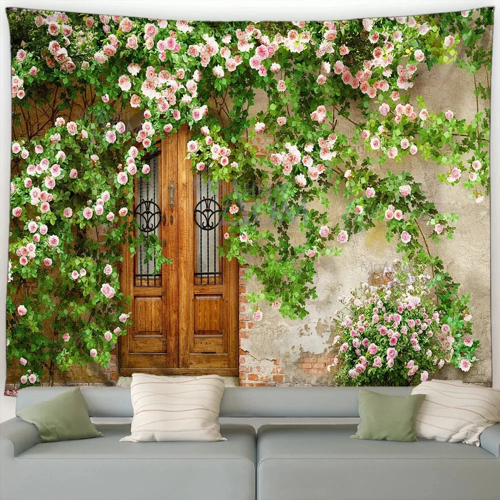 Итальянский уличный цветочный гобелен винтажная архитектура садовые цветы