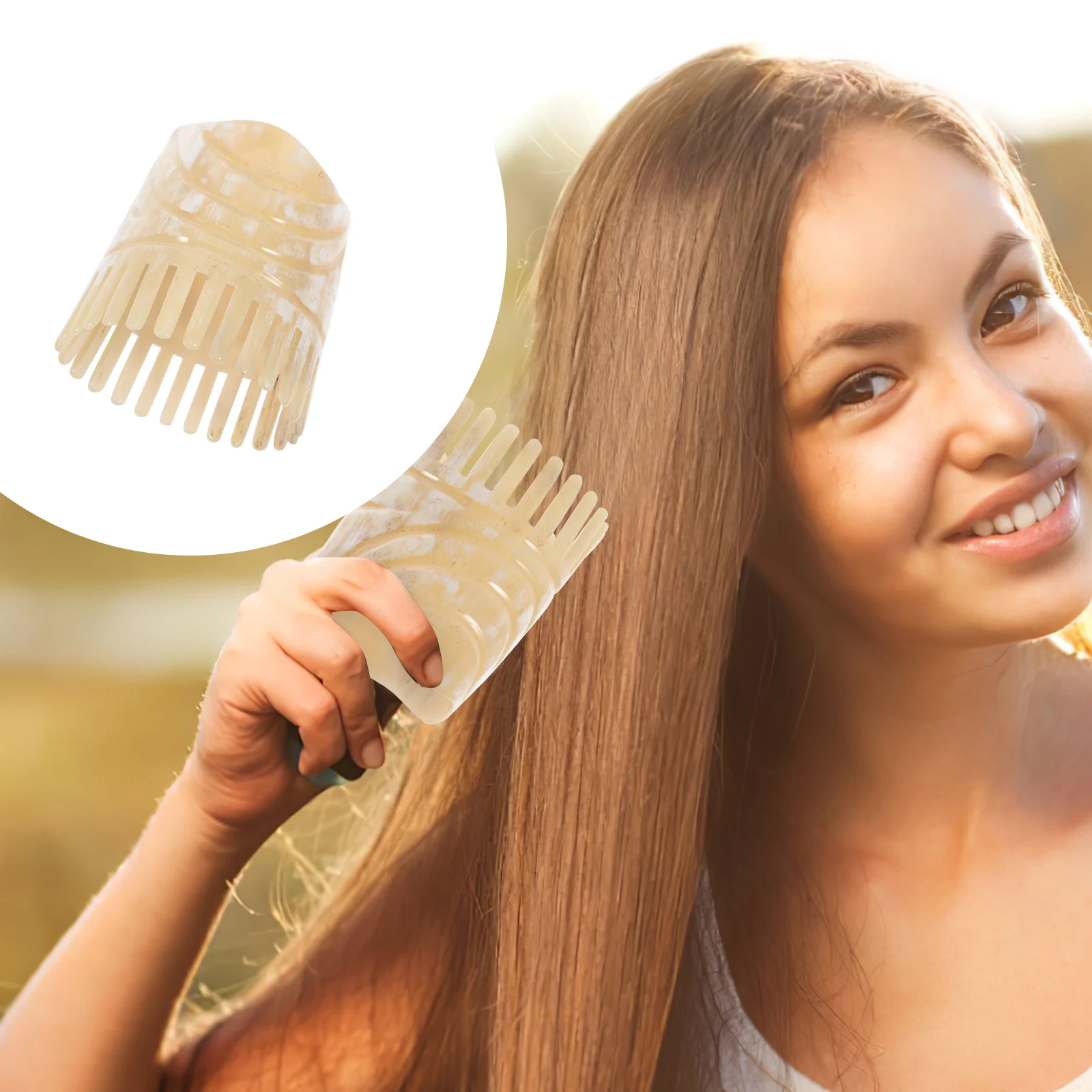 Расческа для волос из натурального бычьего рога Антистатическая портативная