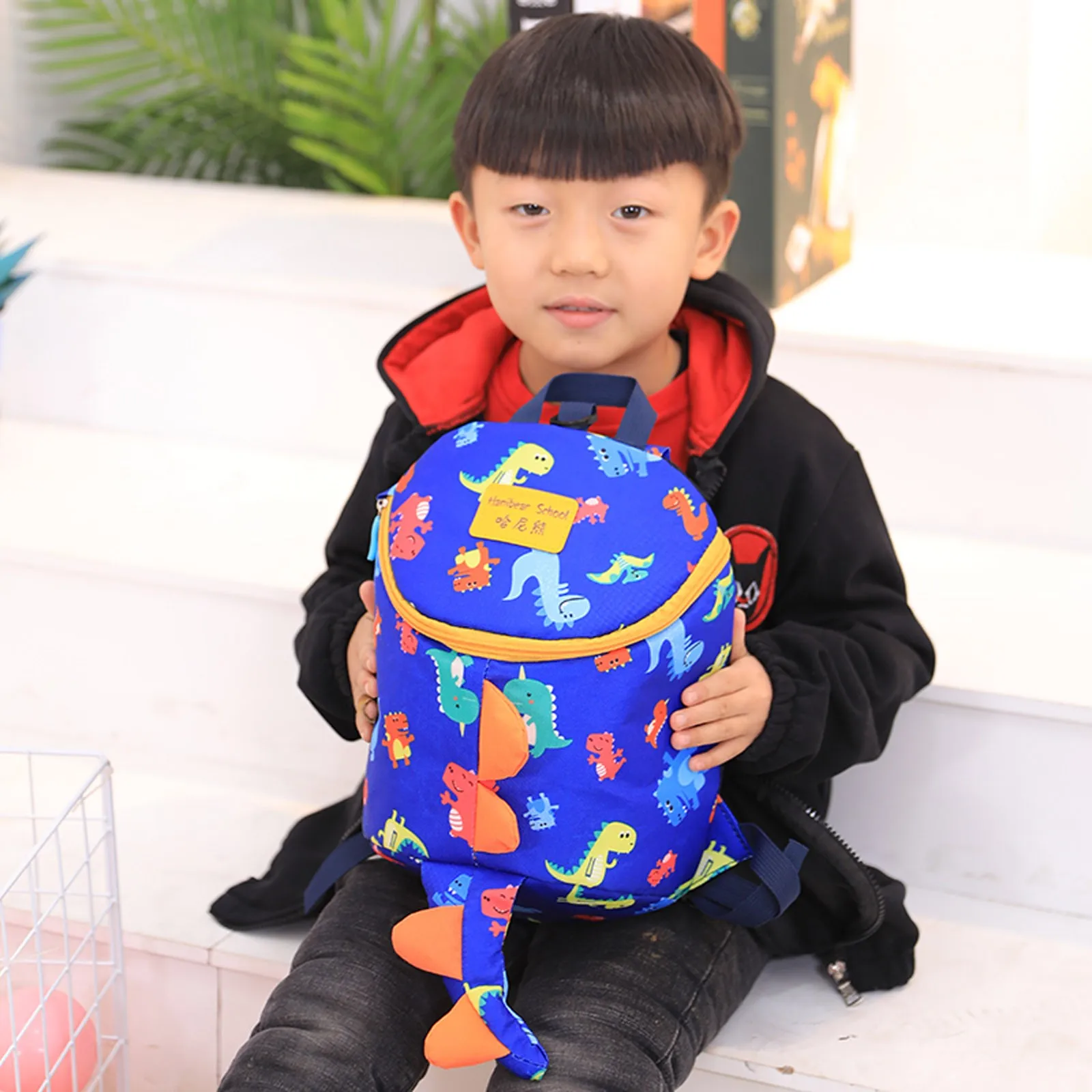 

Disaster Kit Backpack School Starts Season Cute Fashion Dinosaur Print Child Student Zipper Cartoon School Picnic Backpack for 2