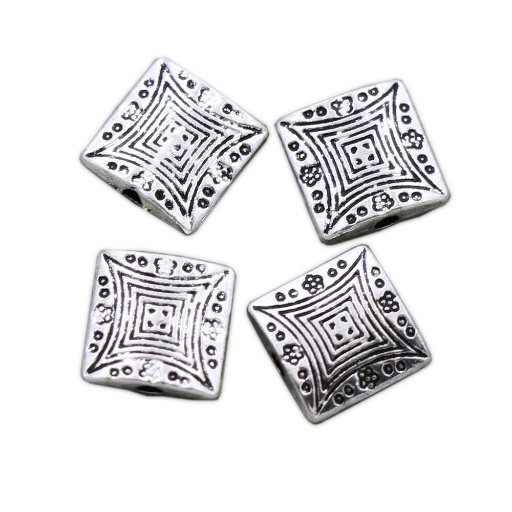 

Floral Curved Square Beads 9.8x9.8mm 100pcs Zinc Alloy Spacers Fashion Jewelry Findings Components L617