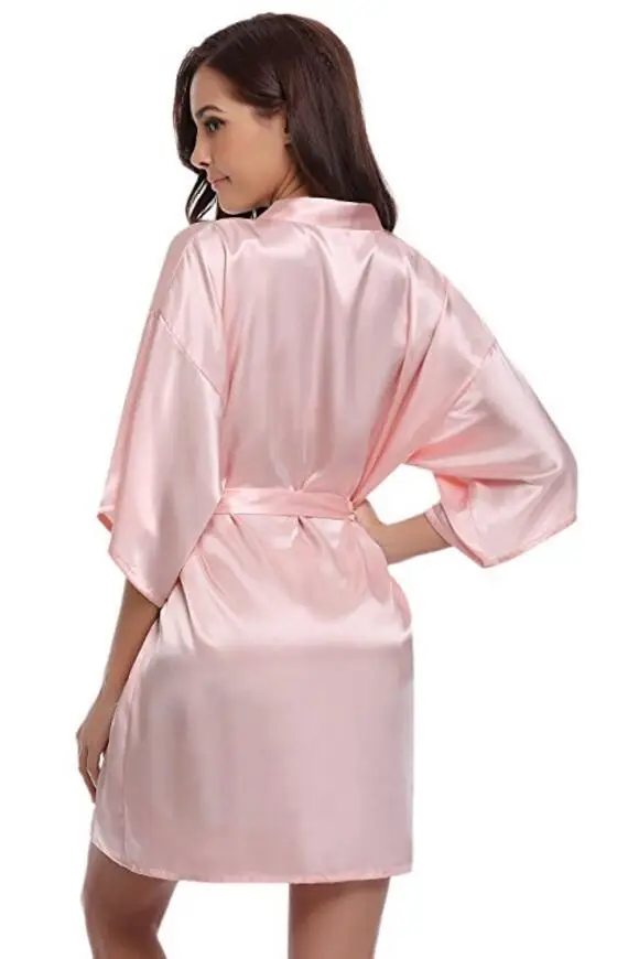 RB032 New Silk Kimono Robe Bathrobe Women Silk Bridesmaid Robes Sexy Navy Blue Robes Satin Robe Ladies Dressing Gowns