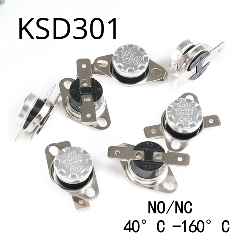 

10Pcs/set KSD301 250V 10A 40~160 degree Ceramic Normally Open/Normally Closed Temperature Switch Thermostat 40 70 80 90 100 110