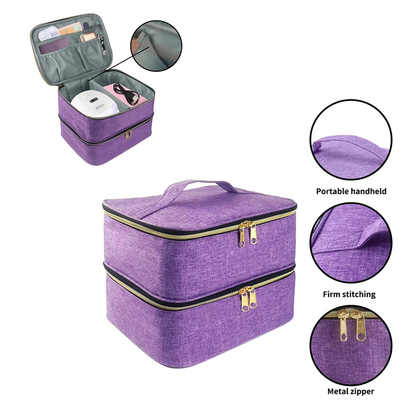 

Large Handbag Organizer Double Layer Design Essential Oil Case 30 Bottles Nail Polish Portable Cosmetic Storage Bag