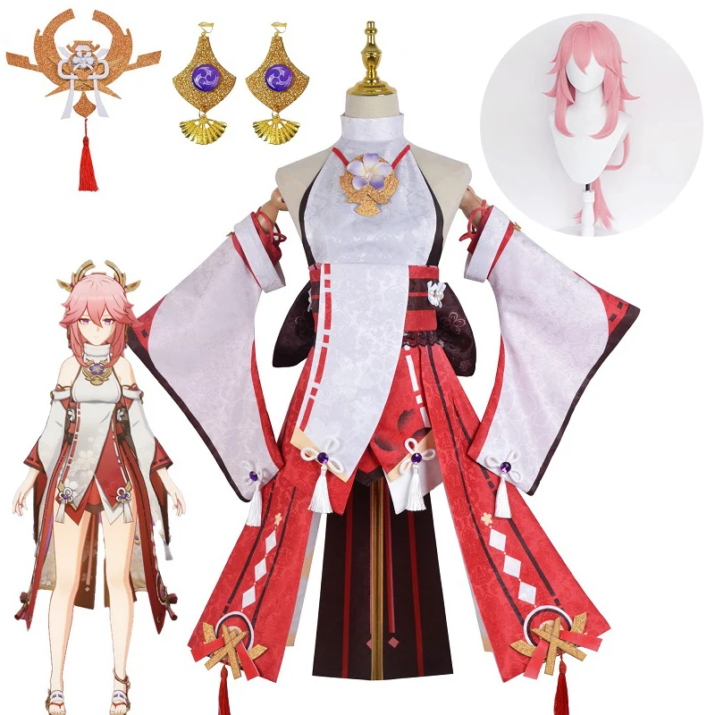 

Женский костюм для косплея Genshin Impact Yae Miko Guuji Yae Genshin парик для вечевечерние НКИ