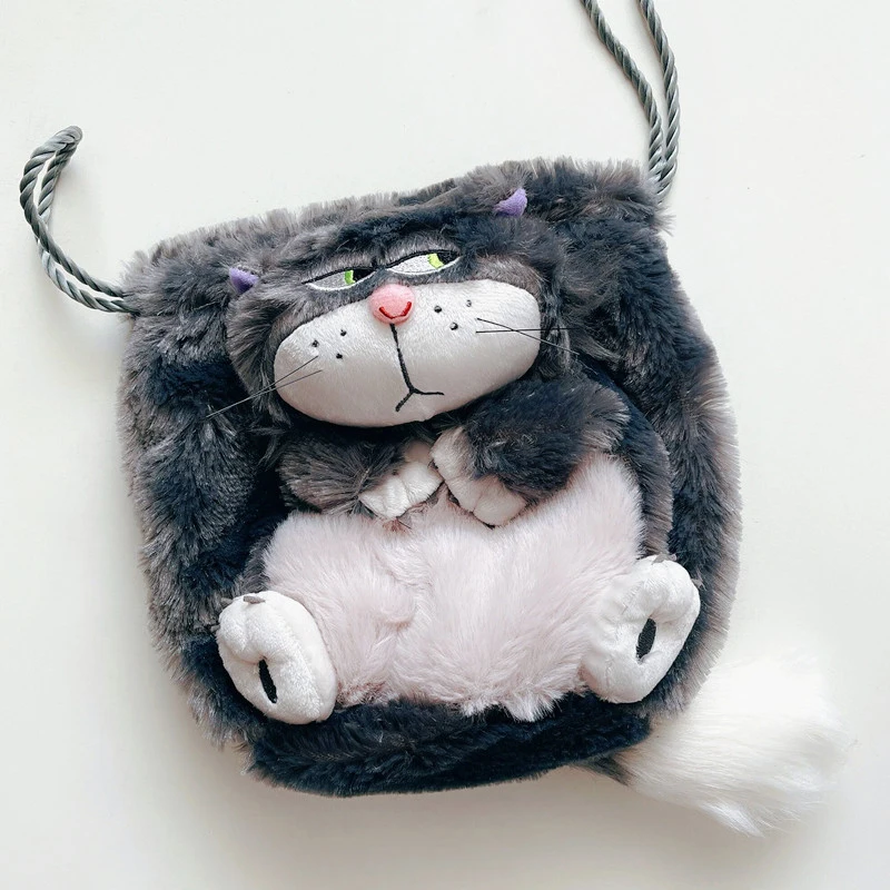 

New Anime Series Cinderellaed Norwegian Forest Cat Lucifered Cute Plush Drawstring Pocket Storage Bag Girl Festival Gift