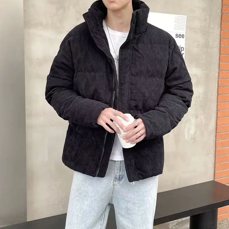 2022 Winter Thicken Corduroy Puffer Parkas Men Loose Casual Jackets Hiphop Overcoat Streetwear Social Parka Jackets Men Clothing
