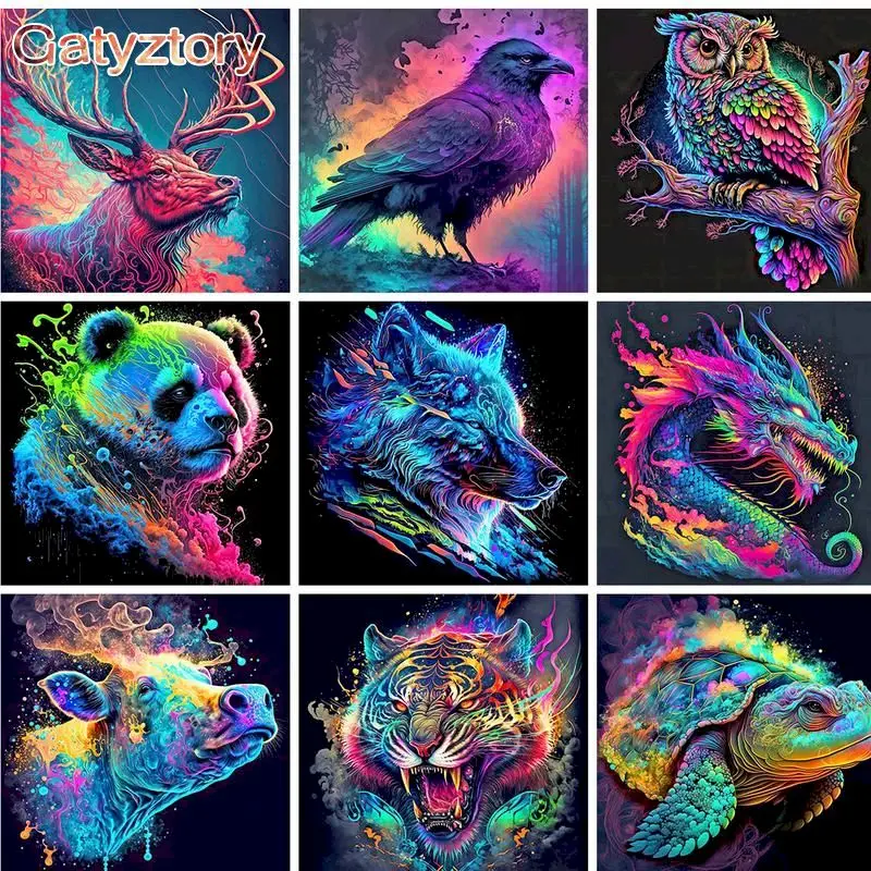 

GATYZTORY Frame Painting By Numbers Colorful Animal Number Coloring On Canvas For Adults Kids Diy Gift Crafts Decorative Paintin