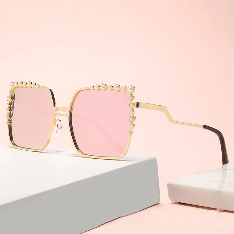 

Модные элегантные жемчужные Квадратные Солнцезащитные очки для женщин высокое качество роскошные для вождения спорта дамские жемчужные ...