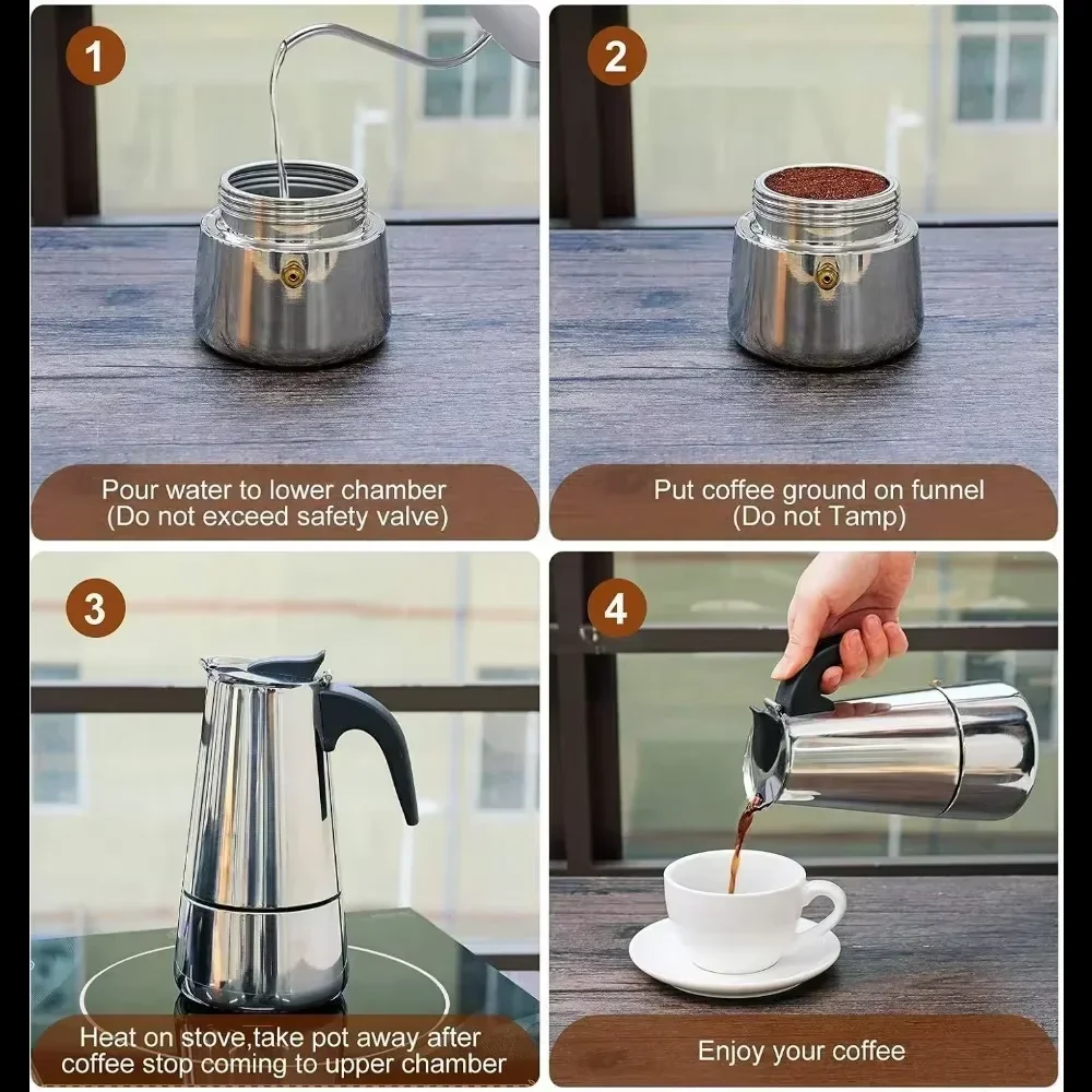 Кофеварка Moka Pot 50 мл-600 мл из нержавеющей стали, перколятор для кафе, итальянская кофемашина, подходит для индукционных плит, посуда для кофе (art.: 3920ceece548c) - 3920ceece548c