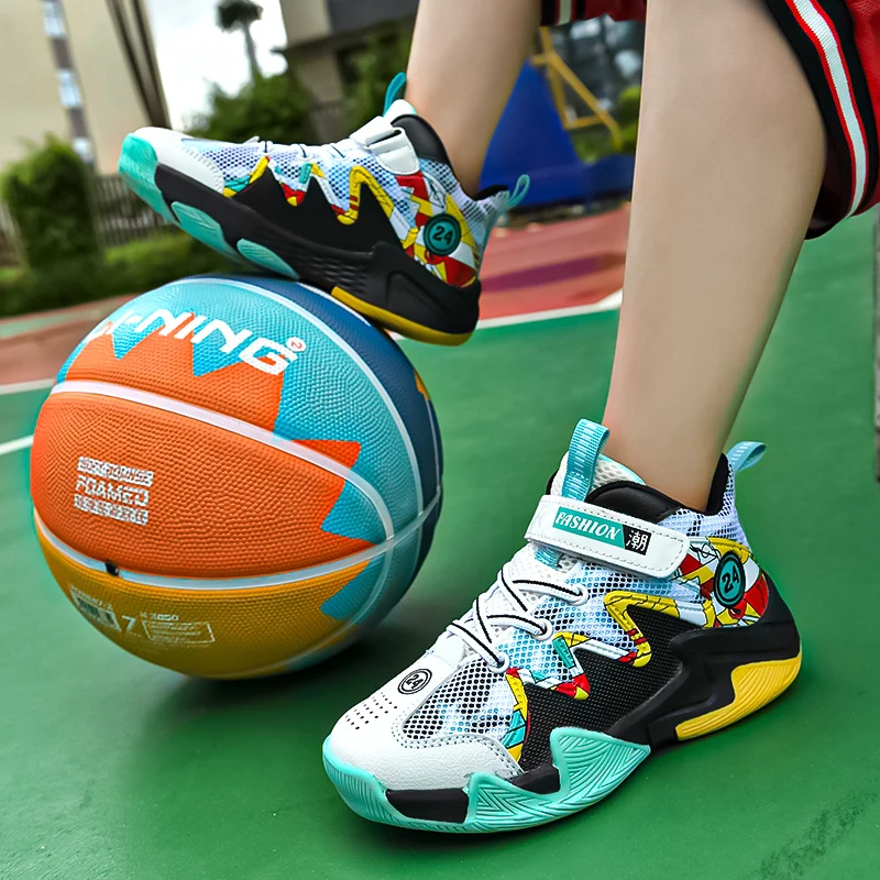 Boys Basketball Shoes 2022 New Children's Basketball Shoes Lightweight Boys Sneakers Girls Casual Trainers Children Brand Shoes