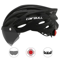 cairbull ultra light cycling safety helmet removable visor goggles with taillight for men women visored bicycle in mold helmet