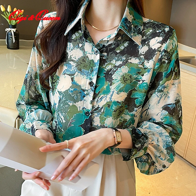 

Элегантный Молодежный женский топ Qiqi & queen в стиле ретро, новинка весны 2023, свободная универсальная шифоновая рубашка, женская одежда, блузы ...