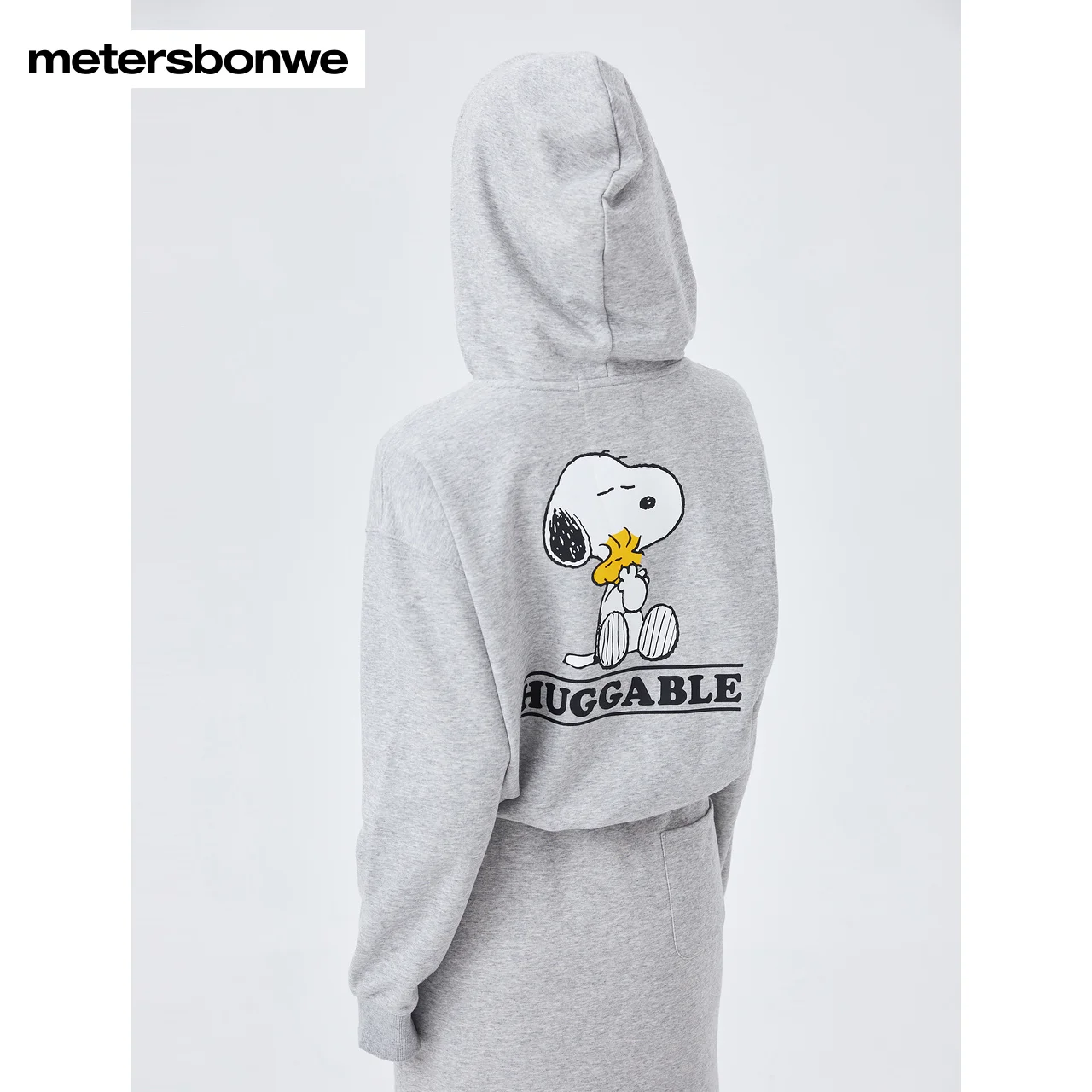 Metersbonwe Women's Cartoon Print Knit Pullover Hooded Loose Autumn Spring Jumper Leisure Short Hoodies Fashion Pullover Tops