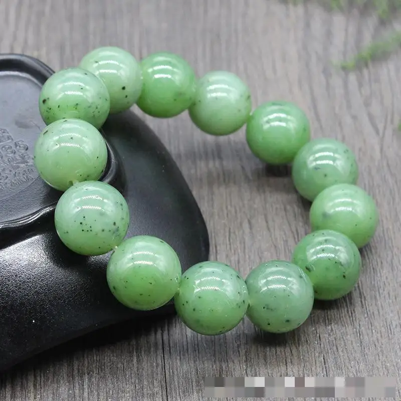 

16mm Natural Hetian Jade Bracelet Men Women Healing Gemstone Fine Jewelry Genuine Nephrite Fruit Green Jades Bracelets Bangle