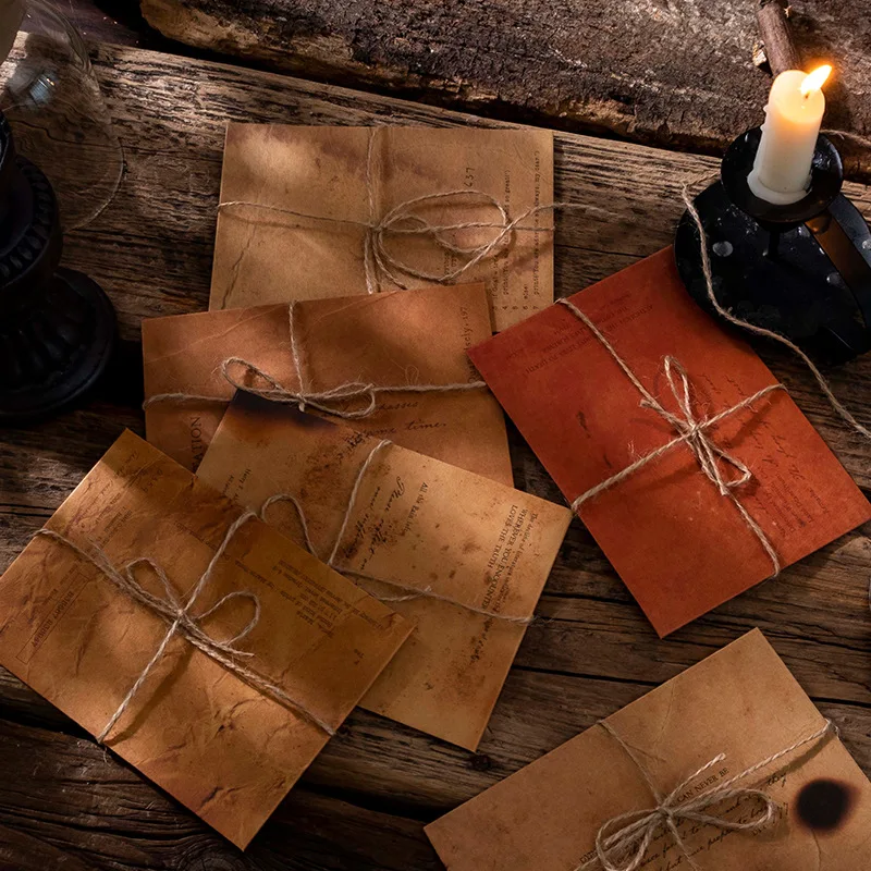 

20Packs Wholesale Retro Envelope letter Card Gift handmade invitation matching Vintage kraft paper Scrapbooking Hemp rope drip