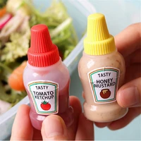 2pcsset 25ml mini tomato ketchup bottle honey mustard portable small sauce container salad dressing container pantry containers