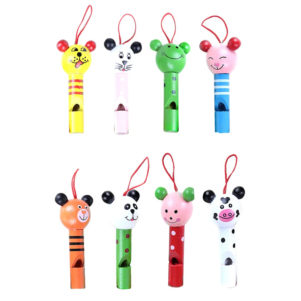 

8 PCS Children Whistle Baby Teaching Wood Toy Cartoon Wooden Trumpet Toys Kids Whistle Musical Instrument Educational Toys Gift