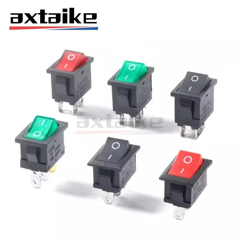 

10PCS 15*21MM 2/3/4/6Pin Rocker Toggle Power Push Button Switch SPST 6A 250V 10A 125V KCD1 ON-OFF-ON Black White Red Green Light