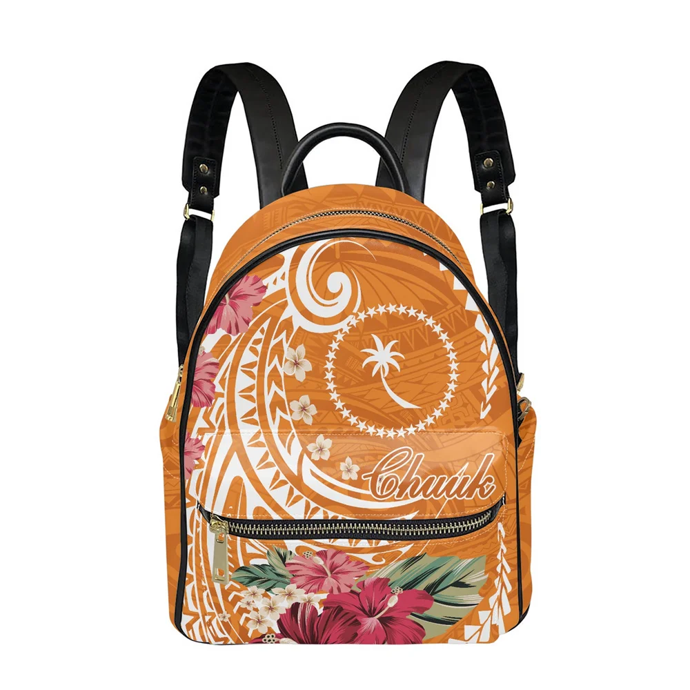 

Custom Logo Mini Polynesian Tribal CHUUK Print On Demand Dropshipping Products 2022 Pu Leather Backpack Bag Fashion