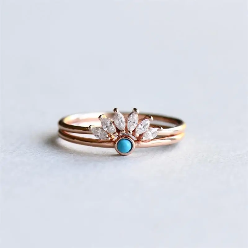 

Minimalist Women Tiara Natural Stone Ring Wedding Rings Boho Jewelry Dainty Temperament Stacking for Women Female Accessories
