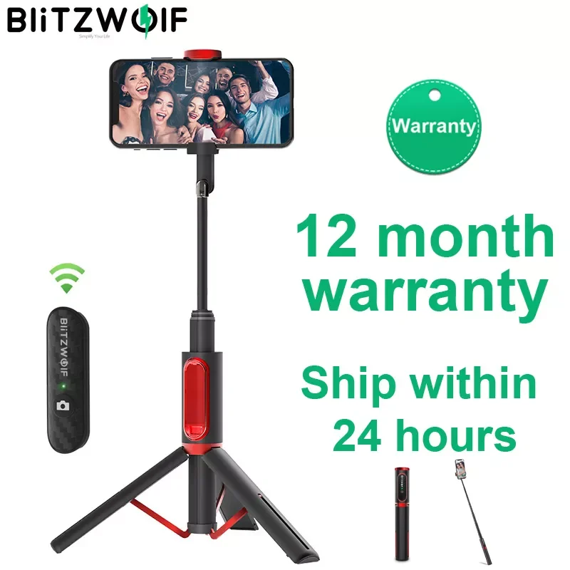 BlitzWolf BW-BS10 Portable bluetooth-compatible Selfie Stick with Tripod Extendable Foldable Monopod for iPhone 11 X for Huawei
