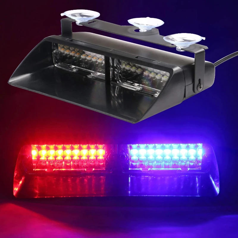 

LED High Intensity Law Enforcement Emergency Hazard Warning Strobe Lights for Interior Roof/Dash/Windshield with Suction Cups