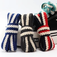 new flat shoelaces for sneakers striped twist weave shoe laces shoelace for women man textured classic wide 1 5cm shoestrings