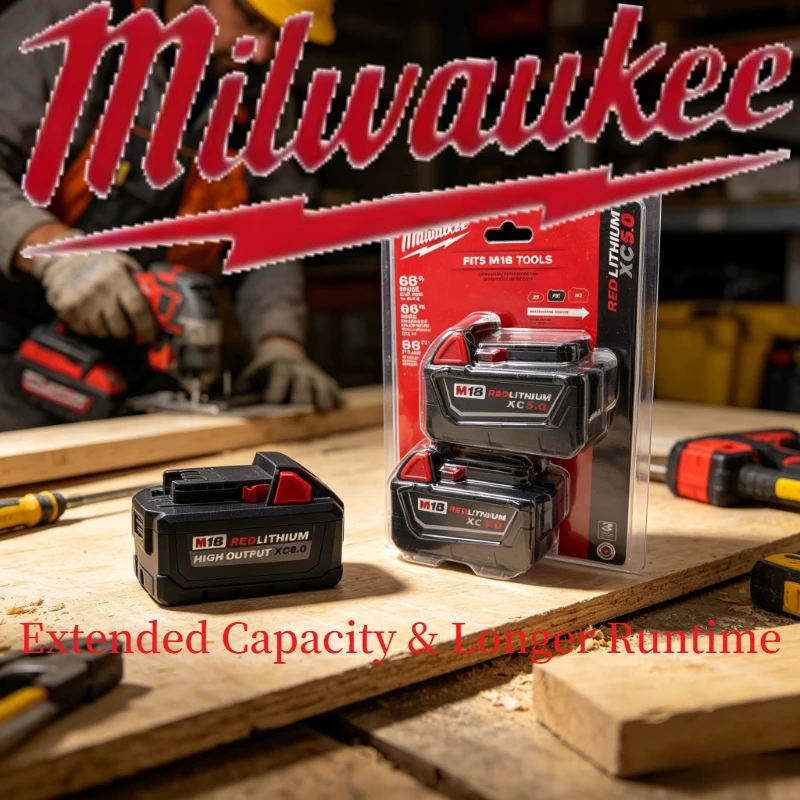 Фото Аккумулятор Milwaukee 48-11-1852 XC8.0 RedLithium: безопасная зарядка, увеличенная емкость, более длительное время работы REDLITHIUM ™   Аккумулятор XC №1