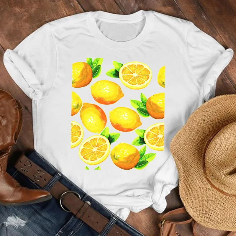 

Women Lady 90s Cartoon Lemon Cute Printed Fruit Fashion Shirt Clothes Tshirt Tee Womens Top Female Print T Graphic T-shirt