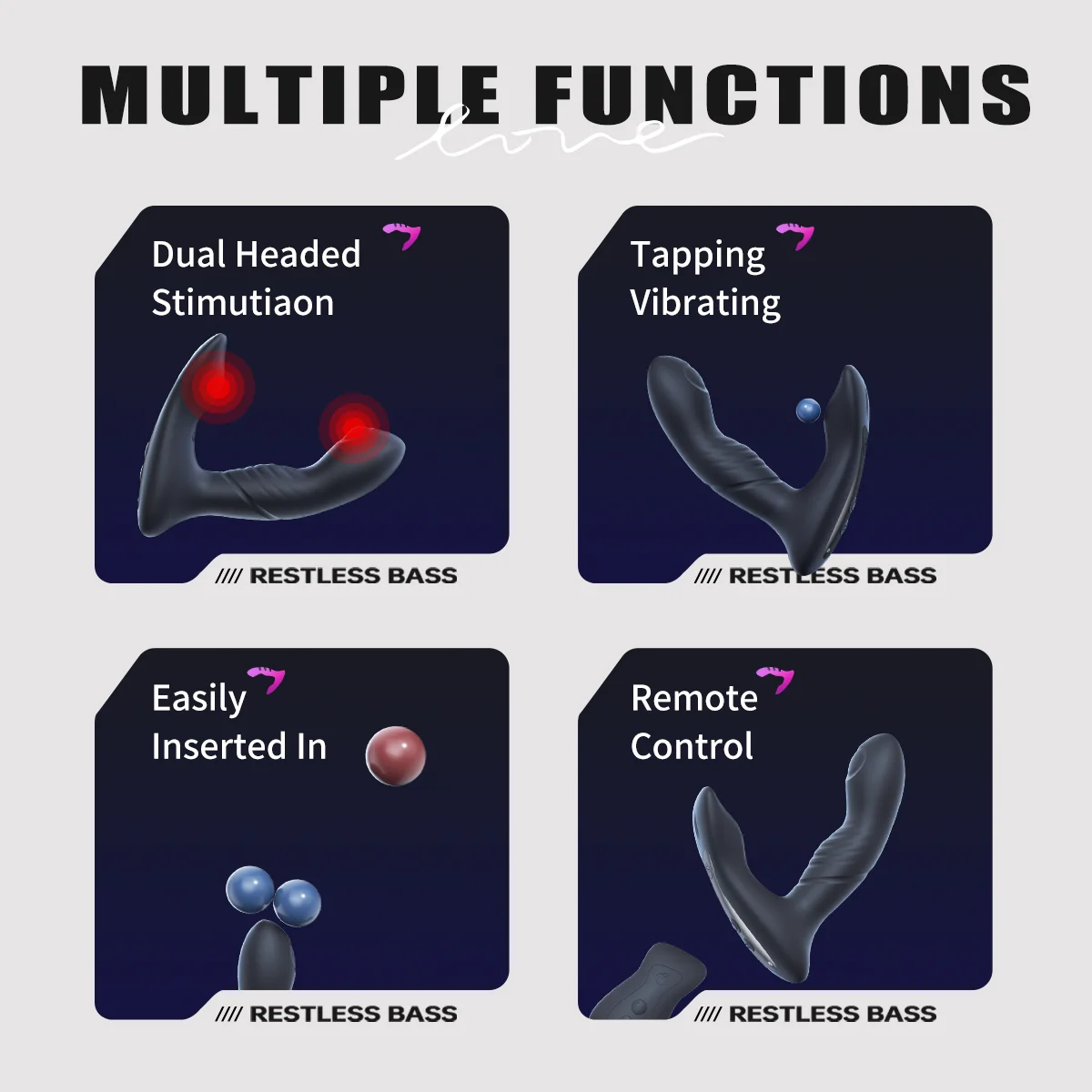 Двойной анальный вибратор Jissbon
