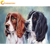 chenistory animal diy painting by numbers dog art picture style modern decorative canvas wall artcraft oil painting for decor