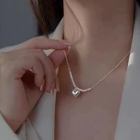light luxury refinement of beads silver beads 925 silver chain pendant necklace female clavicle love niche ins spring tide