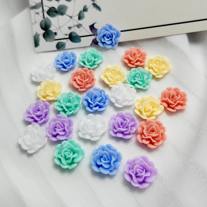 

10pcs Kawaii Colorful Small Flower Nail Decoration Kids Hair DIY Accesorries Flatback Knit Charm
