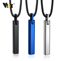 vnox classic rectangle pendant necklaces for menhigh qualitytungsten carbide geometric bar collar jewelry giftblack rope chain