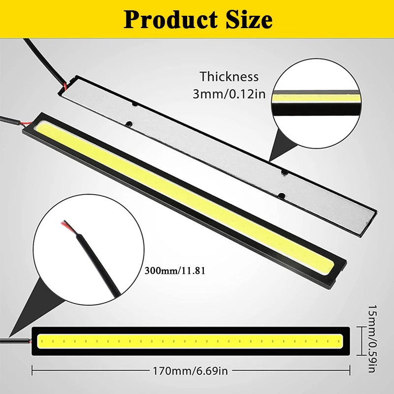 Универсальные дневные ходовые огни 17 см COB светодиодная лампа 800 лм яркий белый