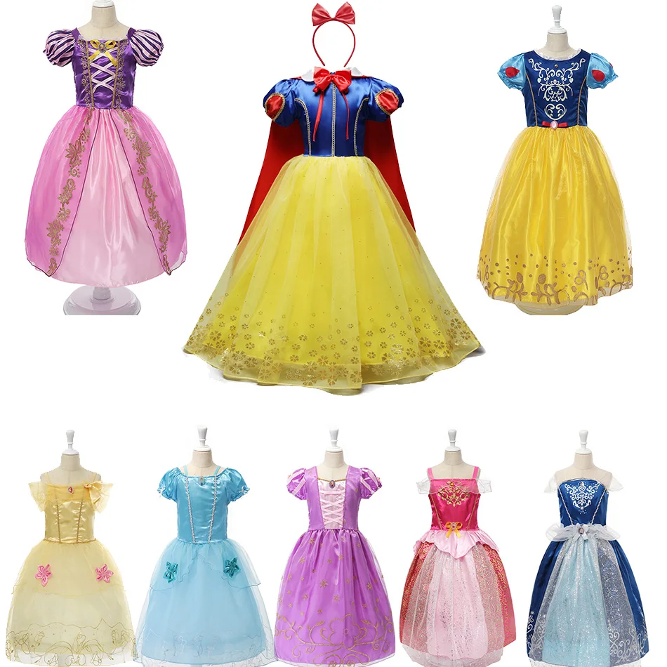 

Disney Clothes for Girl Princess Dress Snow White Girls Frock Cosplay Belle Sofia Gown Summer Dress Girls Fancy Party Wear