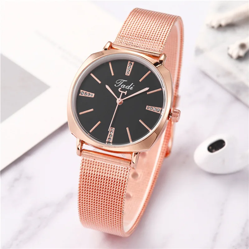 

women's steel mesh belt simple diamond-encrusted scale watch