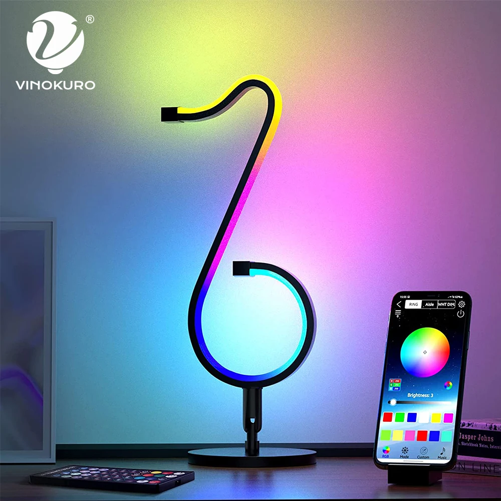 

Светодиодная умная Настольная лампа с музыкой и синхронизацией, приглушаемый светильник для рабочего стола, атмосферный ночсветильник с д...