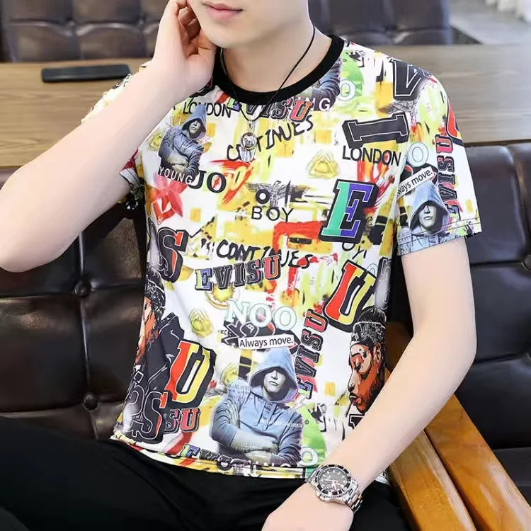 

Футболка мужская с коротким рукавом, модный топ с принтом, лето 2023