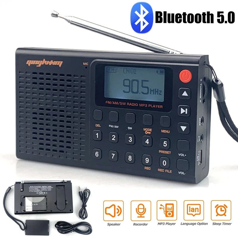 Portable Radio FM/AM/SW Radio Receiver Bluetooth Speaker MP3