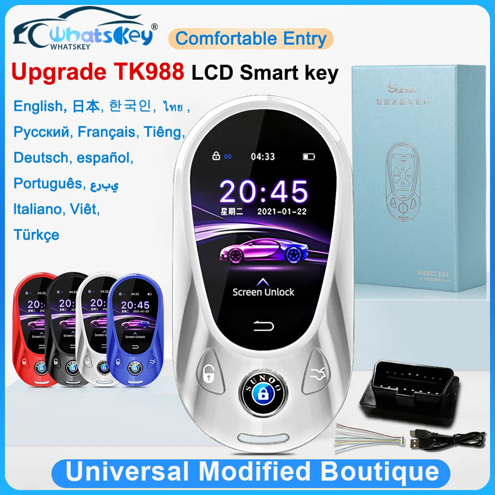

TK988 Modified Universal Smart Remote LCD Key Comfortable Entry Anti-loss for BMW/Mercedes Benz/Peugeot/KIA/Toyota/Jeep/Ford/VW