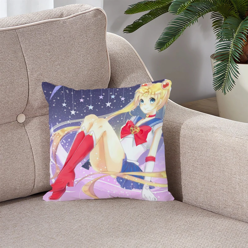 

Body Pillow Cover Sailor Moon Decorative Pillows for Sofa 45x45 Cushions Covers Pilow Cases Fall Decor Pillowcase Silk Cushion