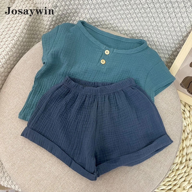 

Summer Children Suits Kids Girls Boys Casual 2 Pieces Sets Short Sleeve Top+Shorts Breathable Baby Kids Tracksuit Clothes Sets